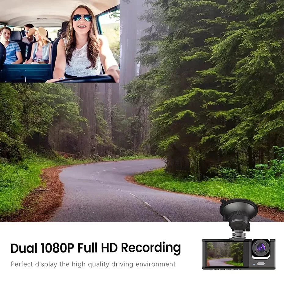 3 Camera Lens Car DVR 3-Channel Dash Cam HD 1080P Dash Camera Dual Lens Dashcam Video Recorder Black Box dash camera car dvr