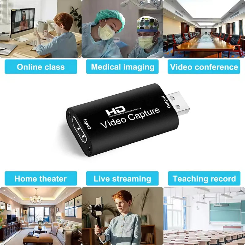 Metal 4K HDMI-compatible to USB Video Capture Card 1080P USB 2.0 Game Grabber Box For PS4 DVD Camera PC Recording Live Streaming