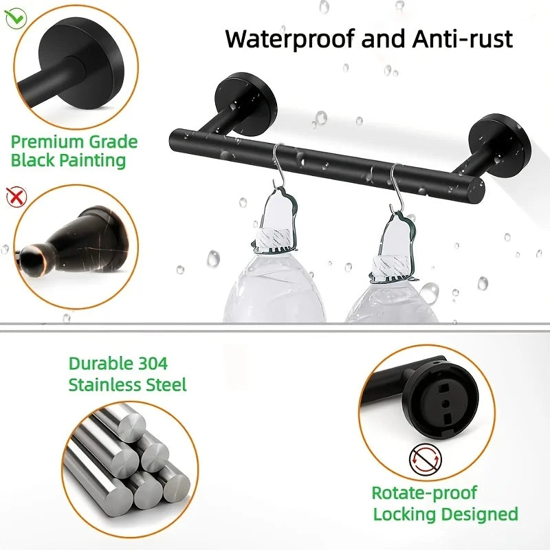 Bathroom Hardware Set Accessories Wall Mounted Stainless Steel Towel Bar Towel Ring Toilet Paper Holder Hook Bathroom Kit