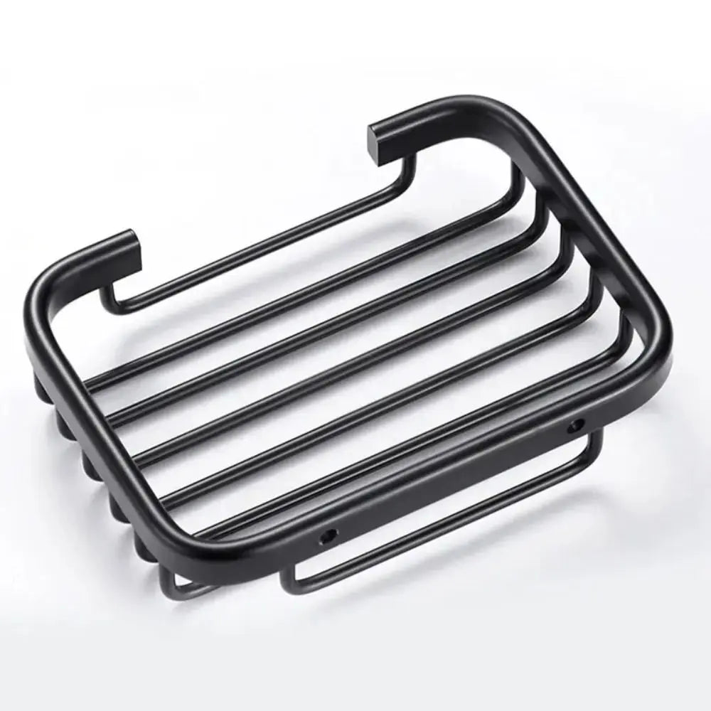 Aluminum Wall Mounted Soap Dish Self Adhesive Drill Free Hollow Drain Storage Tray For Bathroom Shower Accessories Soap Holder