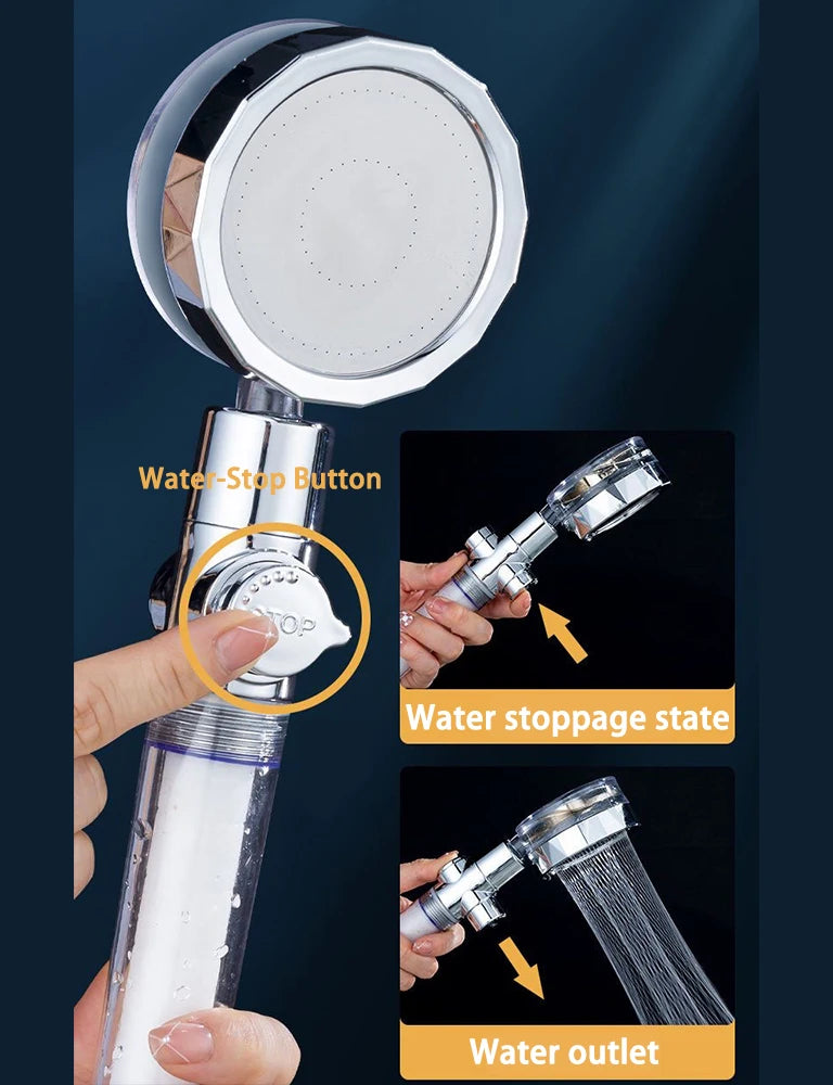 High-Pressure Shower Head Handheld Turbo Fan Showerhead With 5 Filters Water Saving Spray rain Shower Bathroom Accessories