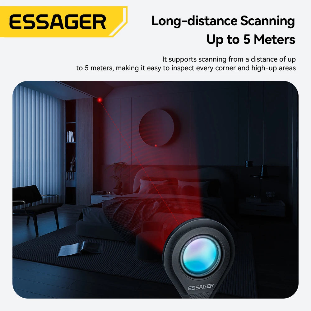 Essager Camera Infrared Detector Safe&Anti-Peeping Protection Detector Hotel Pinhole Lens Detect Security Alarm Anti Spy Candid