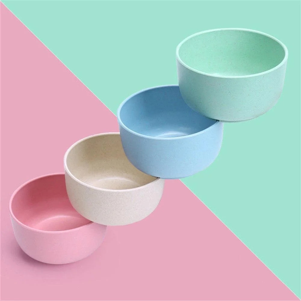4 PCS/Set Wheat Straw Bowl Fruit Vegetable Dessert Rice Bowl Safe Household Tableware Kitchen Dining