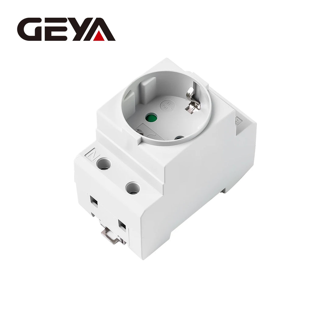 GEYA EU/US Type DIN Rail Socket Mount Modular Power Socket Single AC Outlet Built in Protective Outlet for Distribution Panel