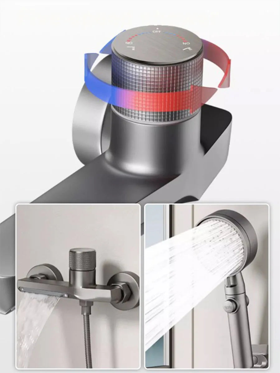 Brass Bathroom Shower Faucet Basin Faucets Wall Mounted Triple Tub Faucet Hot and Cold Water Mixing Valve Faucet