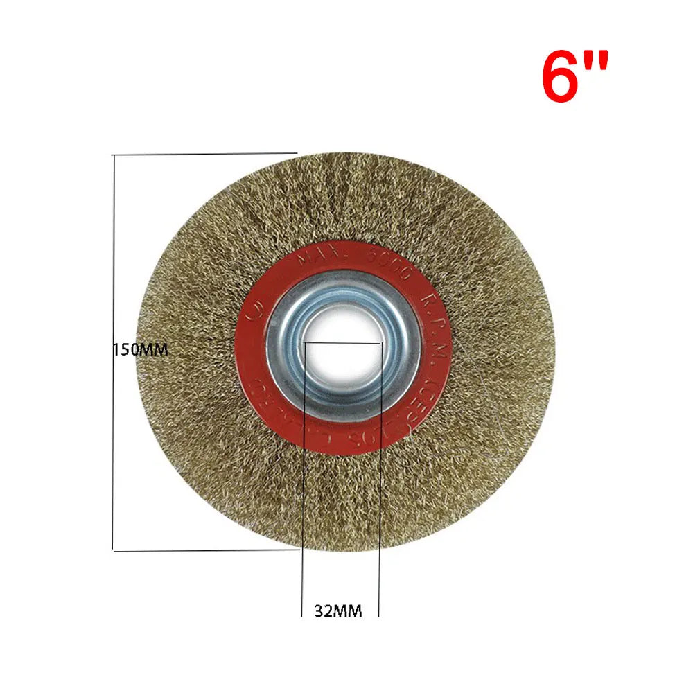 Flat Steel Wire Wheel Brush 5" 6" 8" Steel Wire Brush Rust Removal Polishing Tools For Bench Grinder Polish 125mm/150mm/200mm