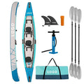Inflatable Kayak 465CM Inflatable 3 Person Fishing Paddle Boat ,0.6mm PVC 8CM Drop Stitch 3 Chambers Ship for Ocean Lake Sea