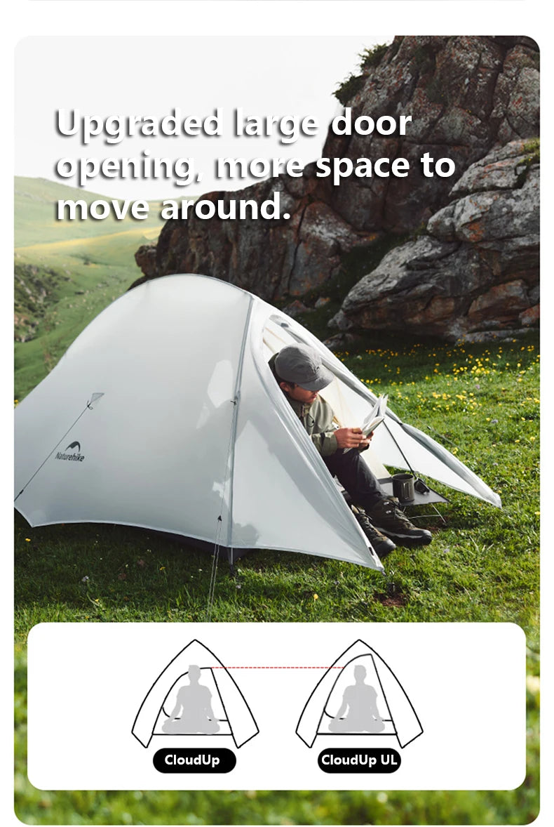 Naturehike Cloud Up 1 Upgraded Tent Ultralight Camping Tent Waterproof Outdoor Hiking Travel Tent Backpacking Cycling Tent