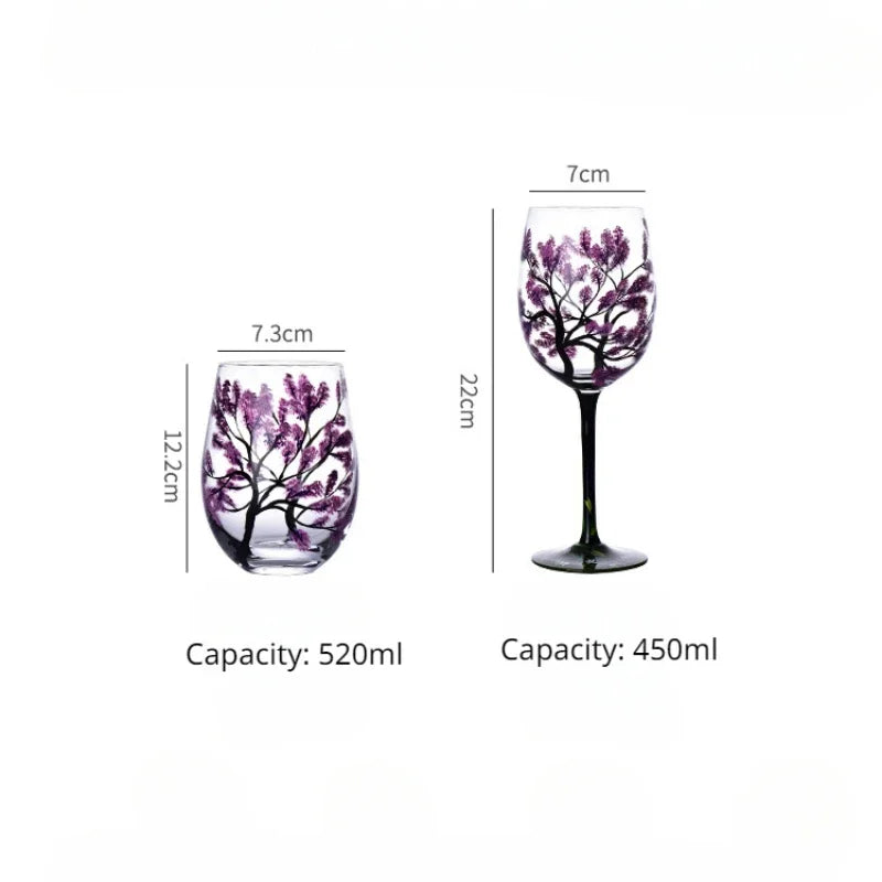 Creative Hand-Painted Crystal Goblet, Four Seasons, Wine Glasses, Drinking Glasses, Cocktail Glass