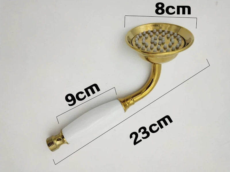 8 Inch Round Ceramic Handle Shower Head Bathroom Solid Brass Copper Rain Shower Head Waterall Hand Shower