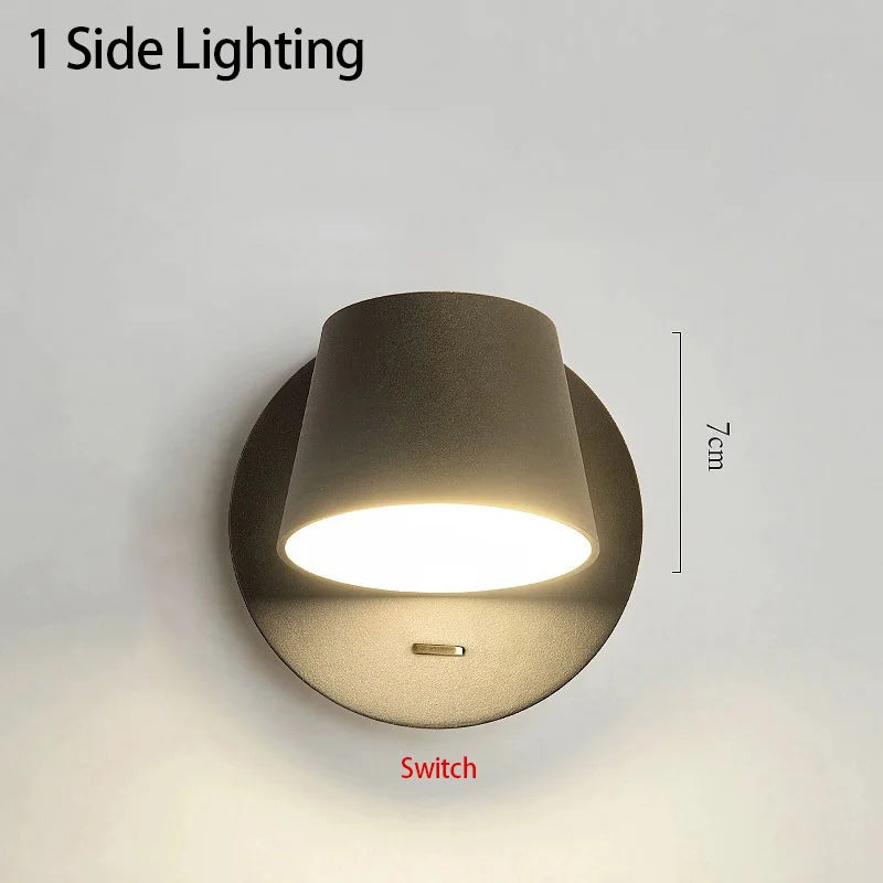 Nordic LED Wall Lamp With Switch 350 Degrees Rotatable Bedroom Bedside Corridor Reading Light Aisle Hotel Sconce Indoor Light