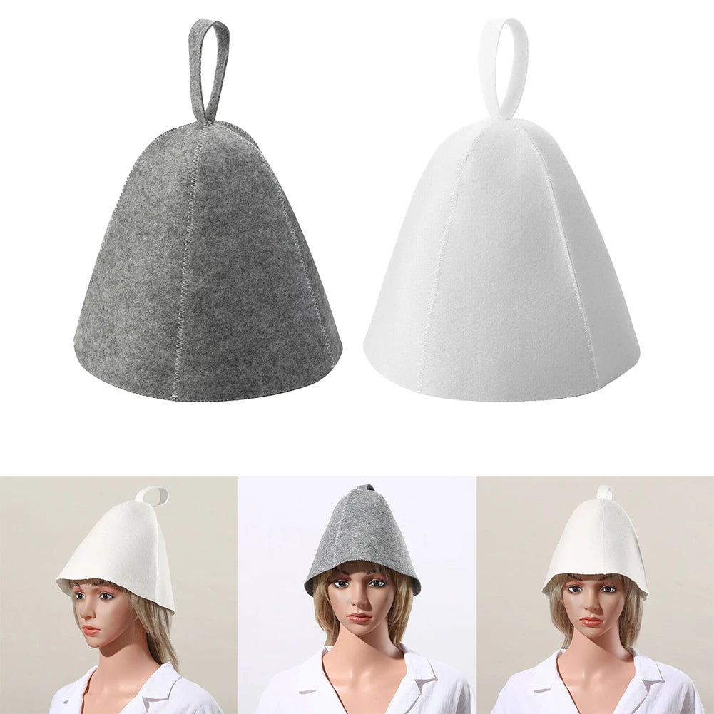 Thicken Wool Felt Sauna Hat Hair Protection Spa Sauna Accs For Bath Protection Felt Sauna Cap Absorbent Spa Cap