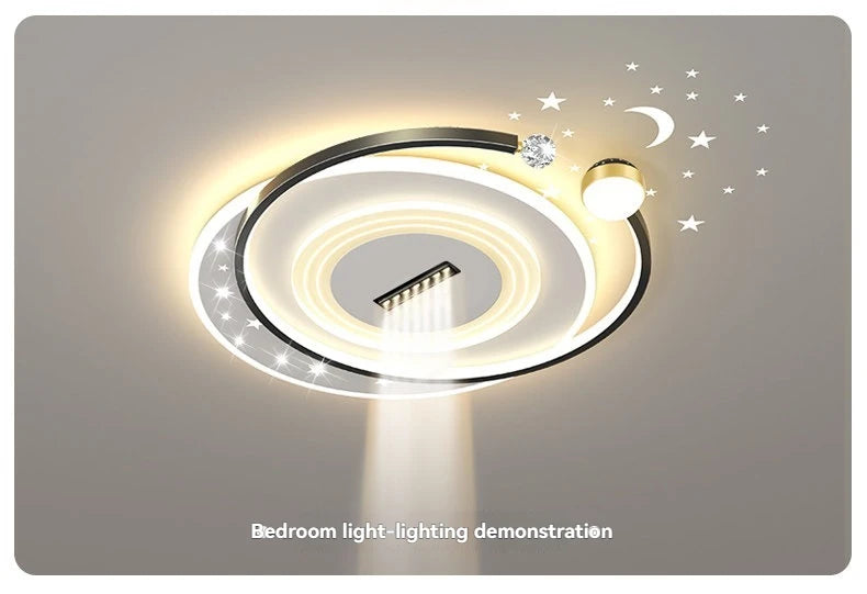 Modern Minimalist LED Ceiling Light for Living Room, 2026 New Model with Starry Sky Projection Effect and Integrated Spotlights