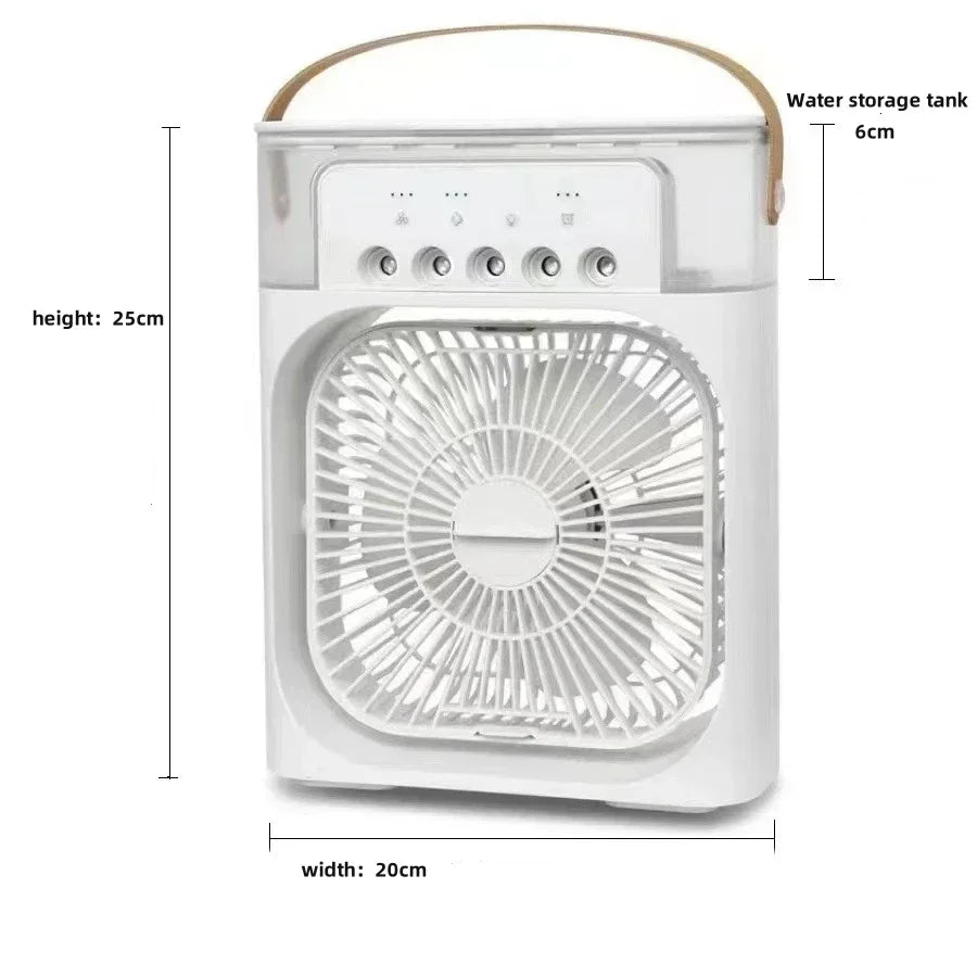 Fan Portable Air Cooler Conditioner Humidifier with Water Tank Quite Mist Water Spray Fan for Home Room Camping Car Office