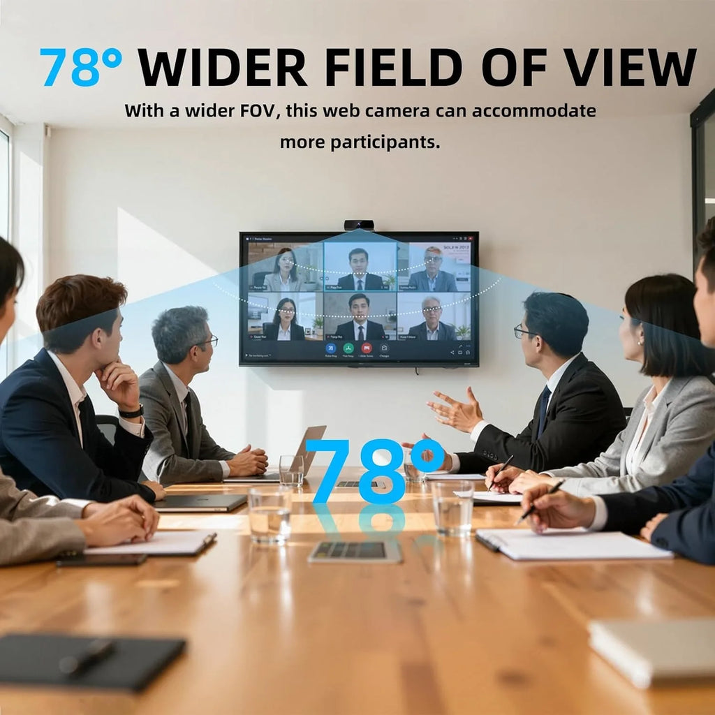 Full HD Webcam with Built-in Microphone and Rotatable Tripod, 1080P Video and Wide Angle Camera, Privacy Cover, for Desktop PC