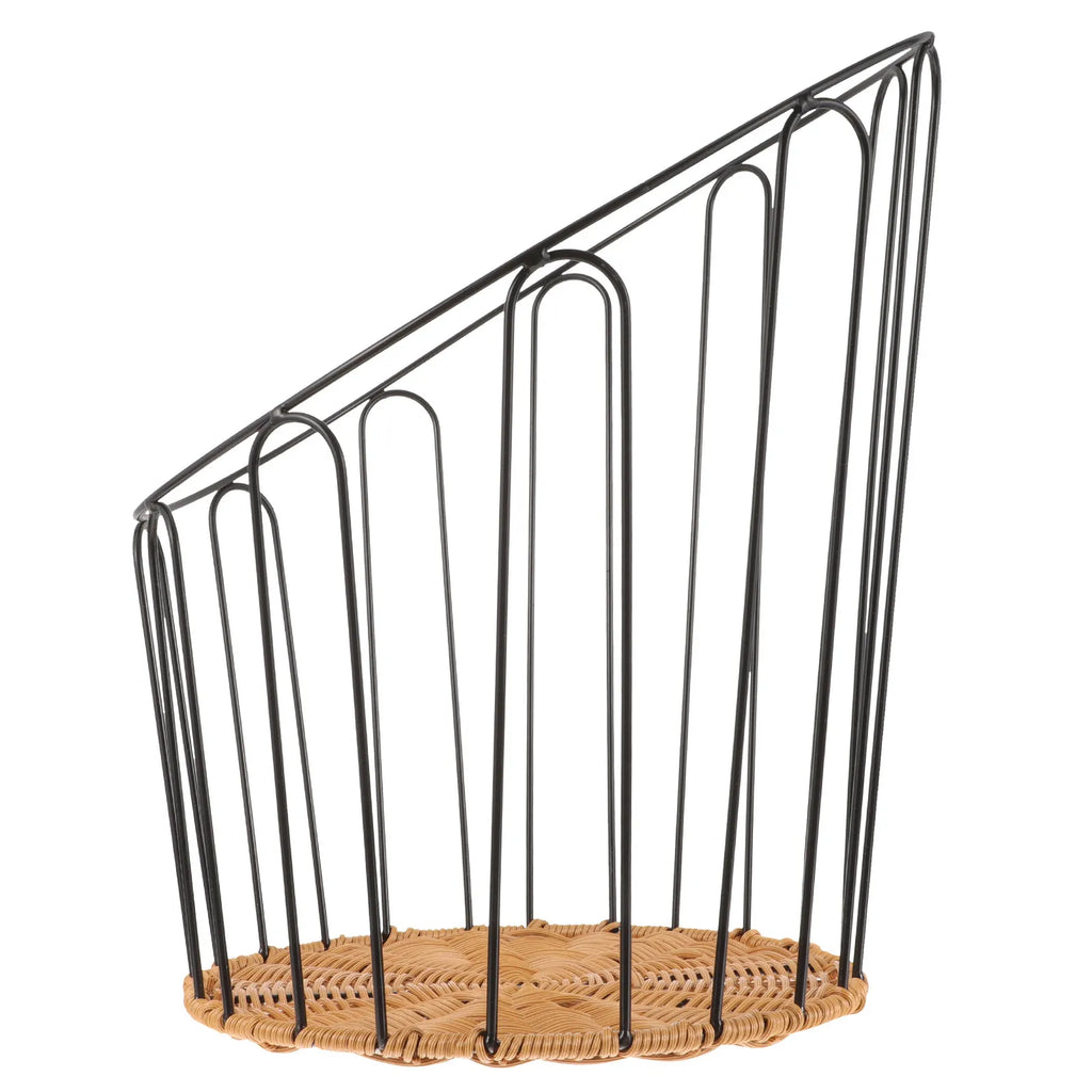 Premium Woven Bread Basket with Iron Frame and PP Material Rustic Storage Basket for Kitchen Counter Serving Fruits Vegetables