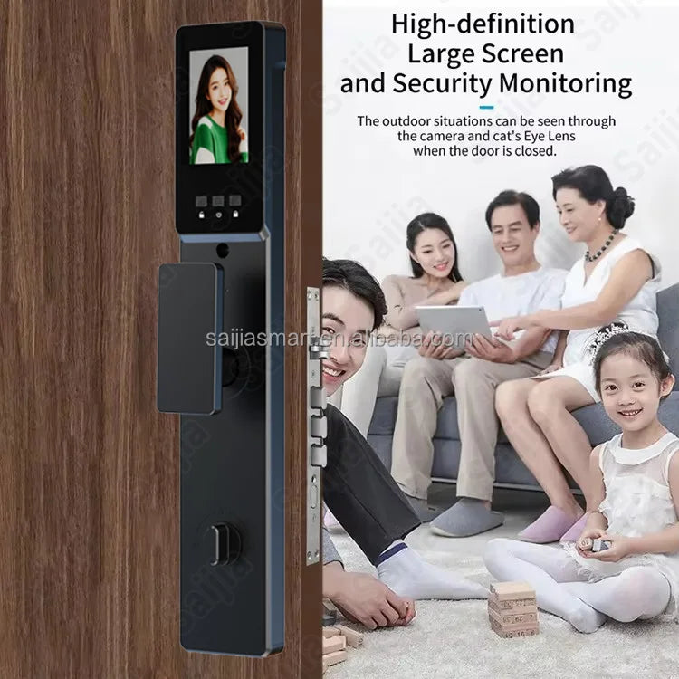 3D Face Fingerprint Recognition Digital Lock Waterproof WiFi Smart App-controlled Keyless Door Aluminum Alloy Electronic Door