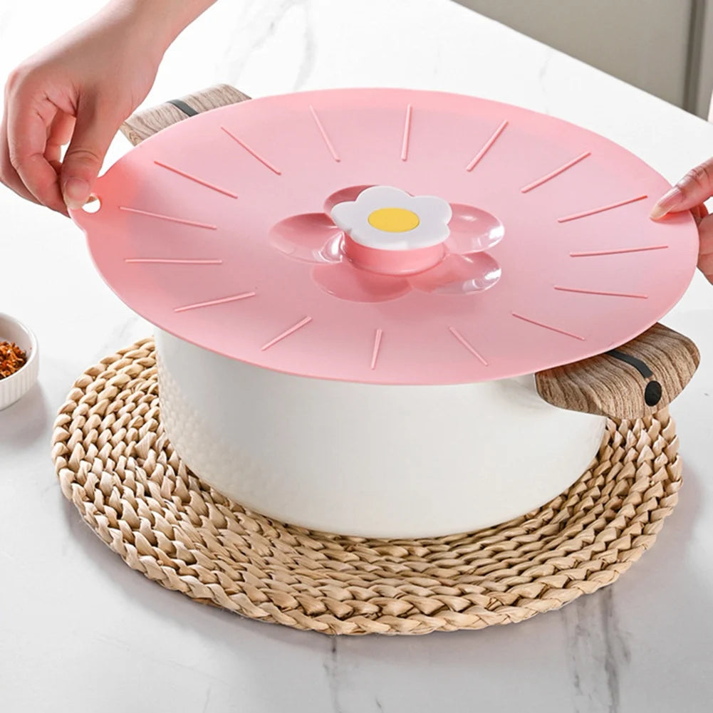 Silicone Flower Shape Handle Food Wrap Microwave Bowl Cover Dustproof Fresh Keeping Cooking Pot Pan Lid Reusable Kitchen Gadgets