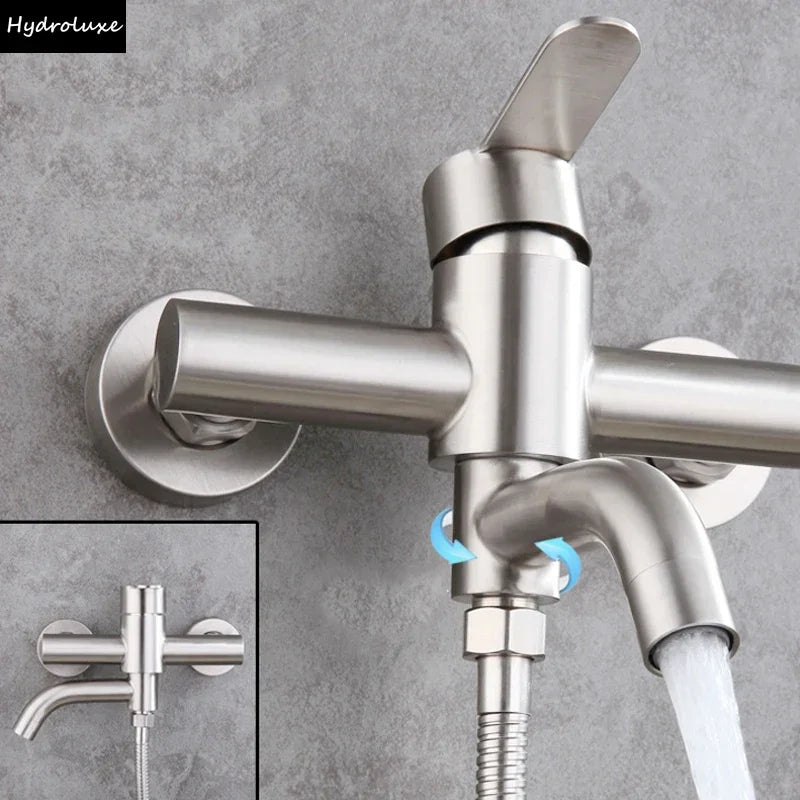 Stainless Steel Shower Mixer Faucet Shower Diverter Wall Mounted Bathroom Fixtures Ceramic Valve Core Universal Hot Cold Tap
