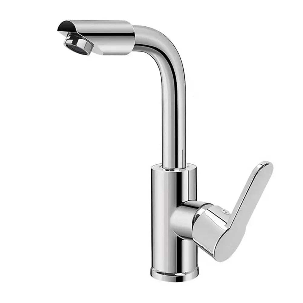 Cold Hot Mixer Tap Bathroom Chrome Plated Durable Faucet Polished Silver Swivel Basin Sink Tap Zinc Alloy Body