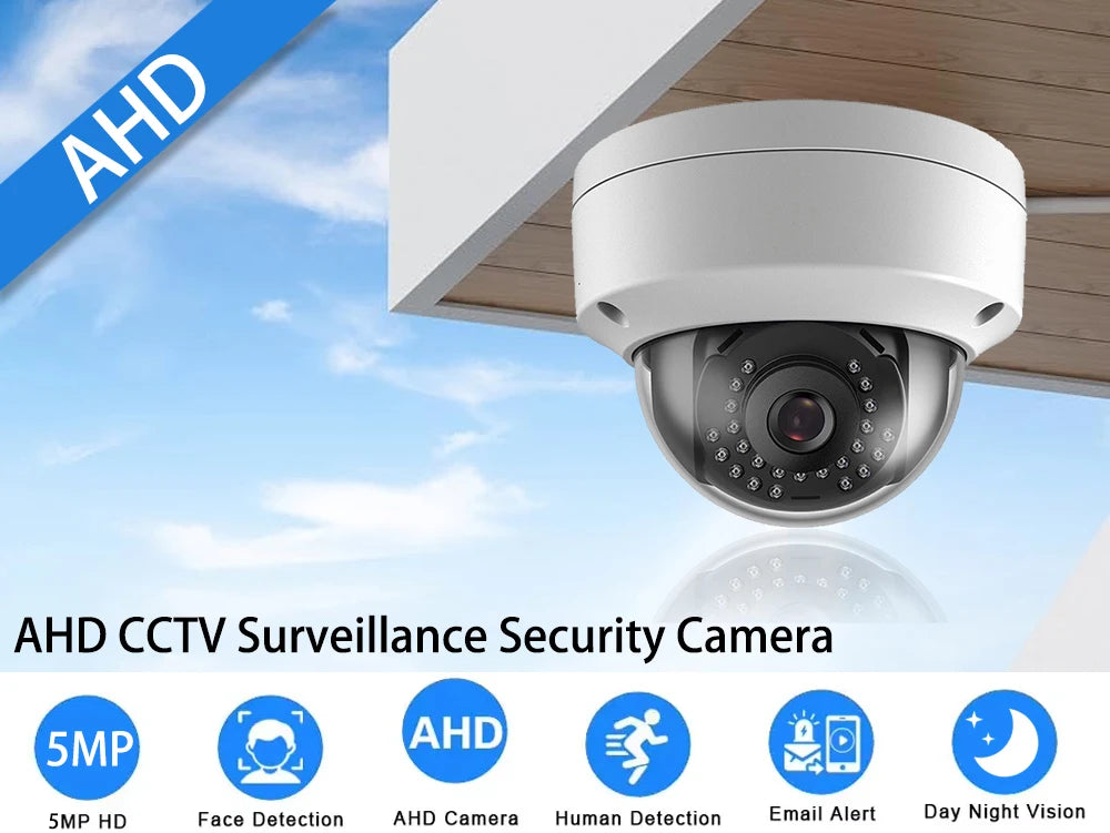 AHD Camera 5MP Digital Surveillance Infrared Night Vision Security Home Outdoor Waterproof Bullet Dome Camera H.265+ 3.6MM CCTV