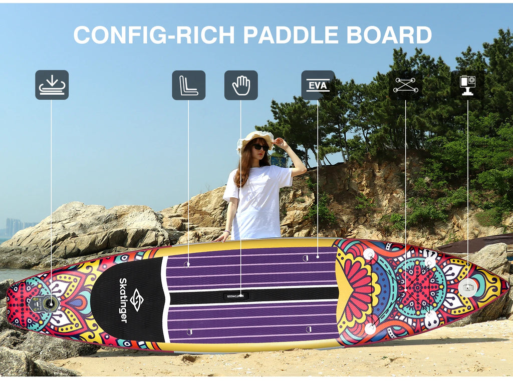 SKATINGER SUP Waterproof Inflatable Paddle Board 11'6"x32"x6" Standing Style Aquatic With Fishing Accessories SUB Board