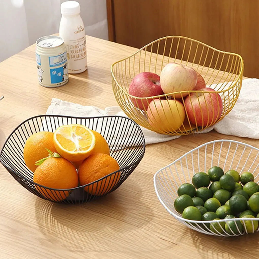 Metal Fruit Baskets Exquisite Appearance Sturdy And Durable Multifunctional Large Capacity Open Wire gold Straight large