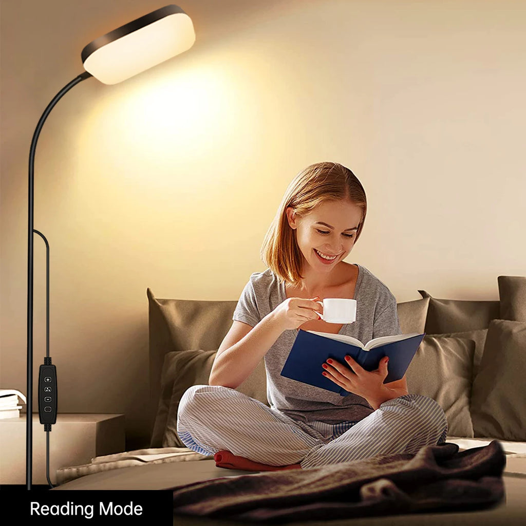 Modern LED Floor Lamp Bright 18W Sofa Reading Lamps for Lash Extensions Dimmable Modern Standing Light Adjustable Gooseneck