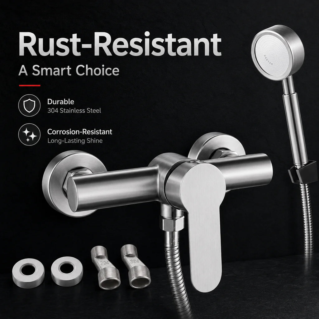 Stainless Steel Concealed Shower Mixer Valve Wall Mount Hot Cold Water Mixing Tap for Bathroom
