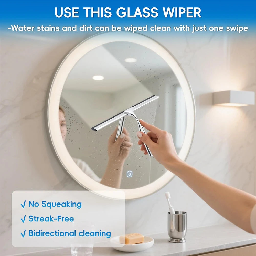 Matte Black Silicone Squeegee Streak Free Cleaning Shower Squeegee for Glass Bathroom Shower Doors Mirrors Tiles Car Windows