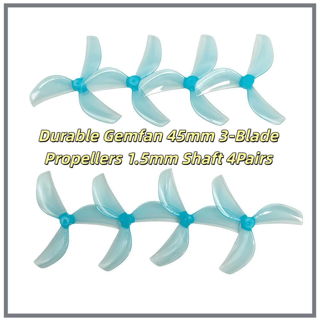 Gemfan 45mm 2/3-Blade Propellers 1.5mm Shaft High Thrust PC Props 4Pairs for 1S Micro Whoop Toothpick Drone Meteor75 Pro