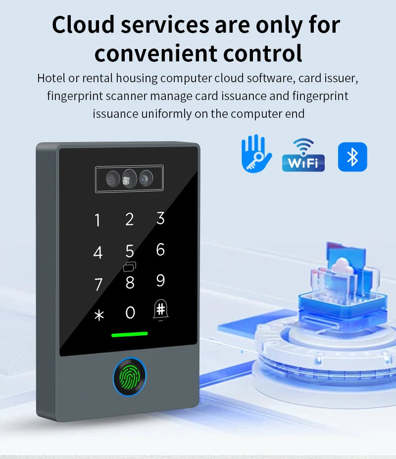 TTLOCK Smart Visual Intercom IP68 Waterproof IC Card Fingerprint WiFi Face Recognition Access Control Machine Home Security
