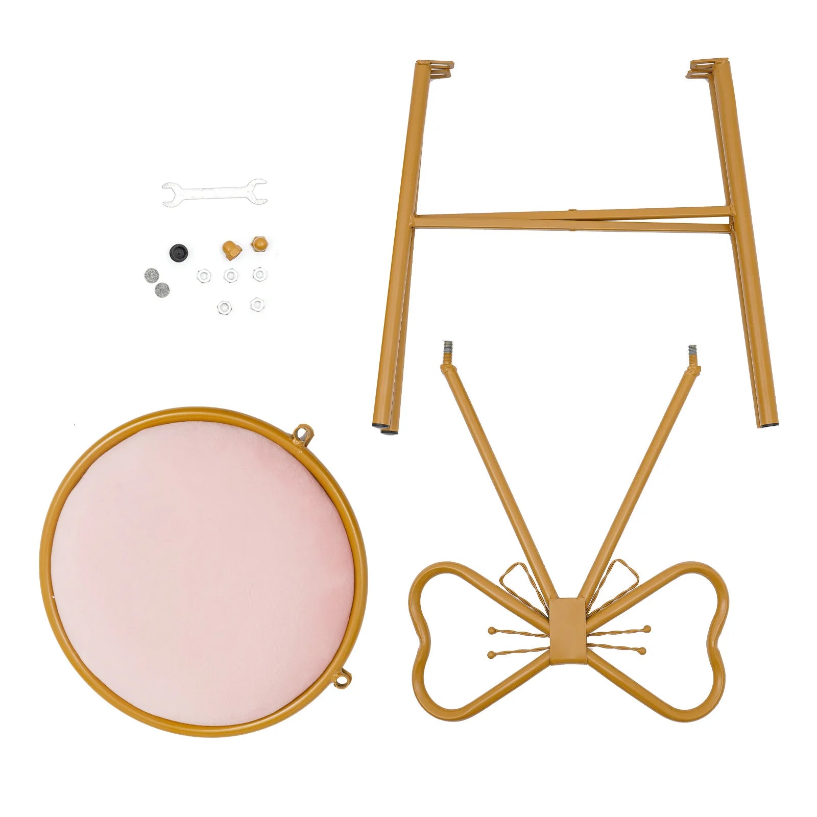 Butterfly Bow Tie Vanity Chair Modern Vanity Stool Velvet Cushion Makeup Chair Metal Frame Butterfly Backrest Chair Dining Chair