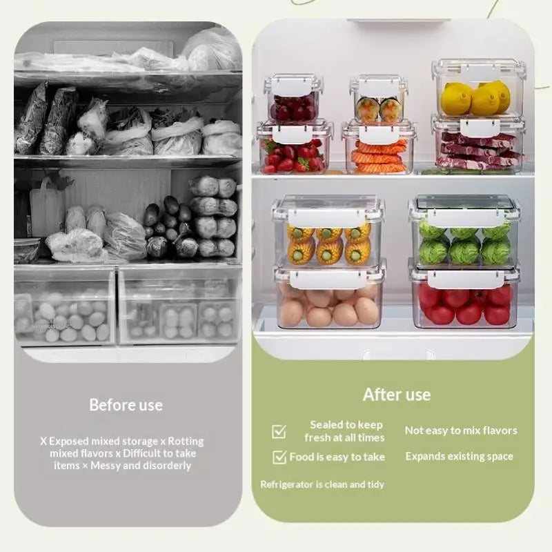 All-in-One Kitchen Organizer, Clear Stackable Containers for Fridge & Lunch, Keeps Fruits Fresh, Saves Time on Meal Prep