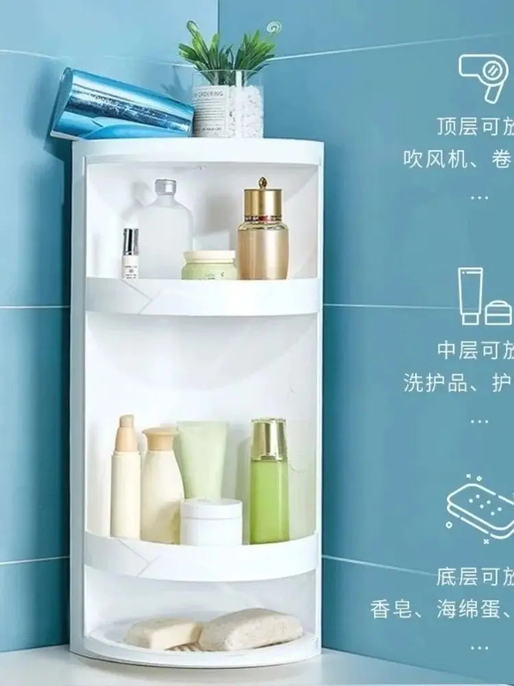Non porous corner cabinet bathroom corner multifunctional wall mounted storage rack