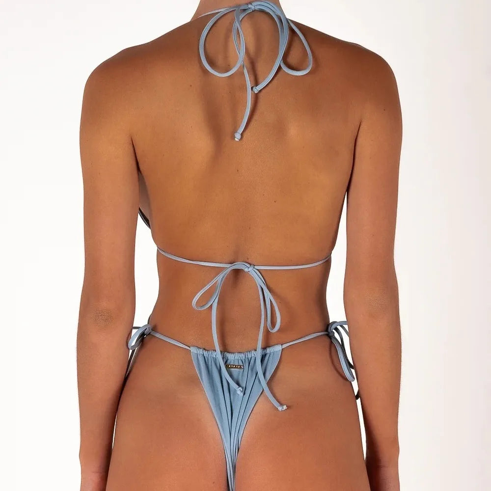 Sexy Bikini Set Bandage Swimwear Women Bathing Suit Beading Cinjunto De Dos Piezas Mujer Low Rise Swimsuit Biquine Brasileiro