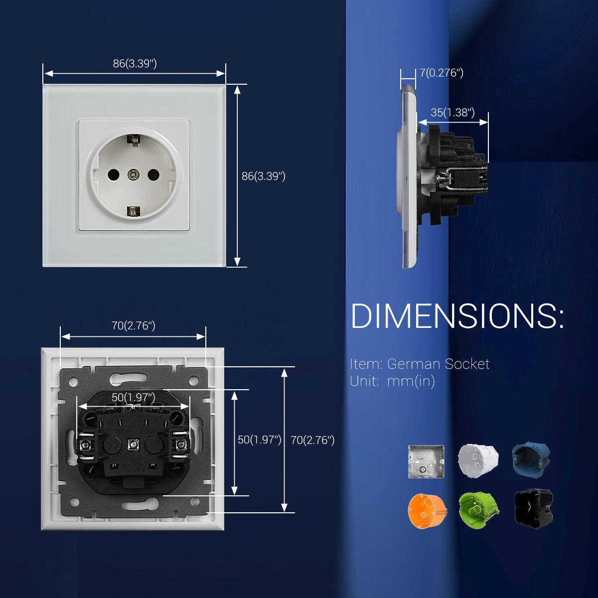 Factory Direct Selling High Quality EU Standard 10 /16Amp Electric Luxury Tempered Glass Light Wall Switch and Socket