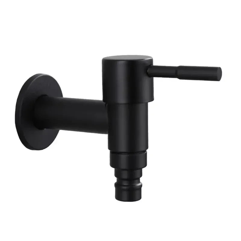Stainless Steel Faucet Black Wall Mounted Washing Machine Tap Bath Toilet Mop Pool Water Taps for Outdoor Garden Bathroom