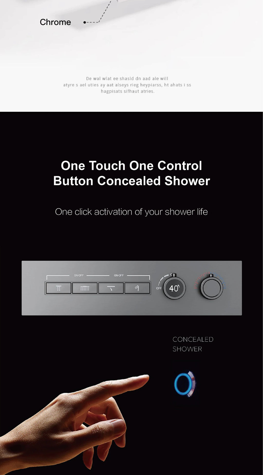 Luxury Gun Grey Brass Thermostatic Shower System Ceiling-Embedded Rainfall&Waterfall Outlet with LED Display Bathroom Mixer Tap