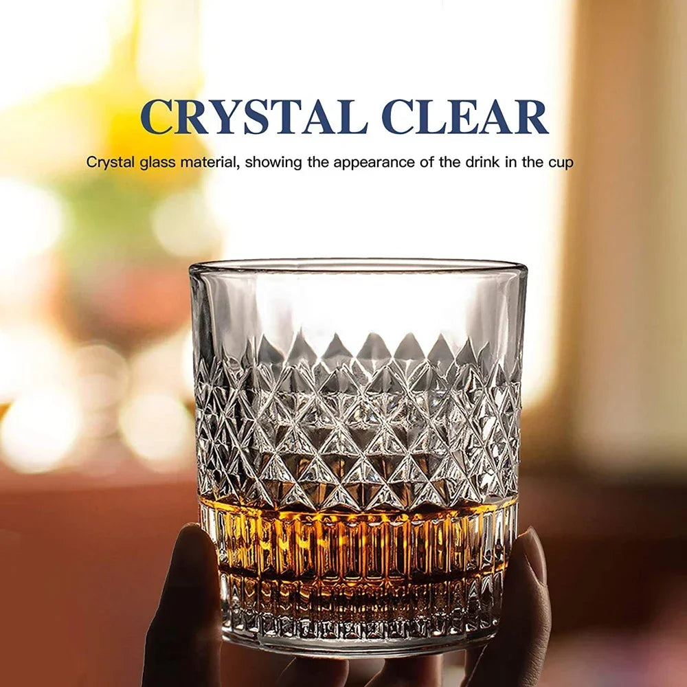 Whiskey Rocks Glass with Luxury Box - Set of 4pcs, 11 Oz Transparent Whiskey Glass for Scotch, Cocktail Drinks, Unique Gifts for