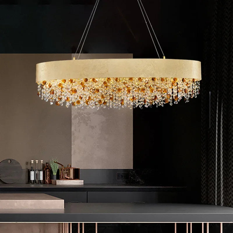 Modern Light Luxury Crystal Living Room Chandeliers for Restaurant Luxury Creative Circular Designer Home Decor Lustre Fixtures