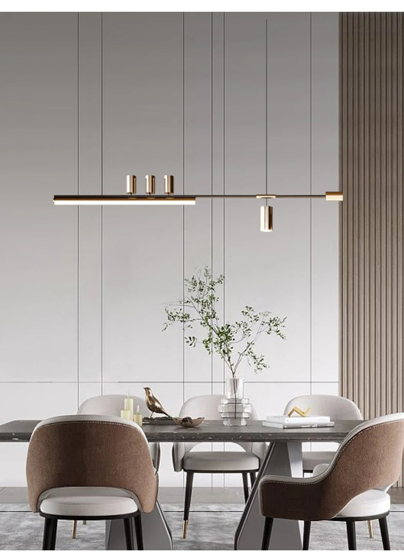 Minimalist Restaurant Chandelier Modern Light Luxury Simple Nordic Bar Table Spotlight Designer Creative Straight Strip Lights