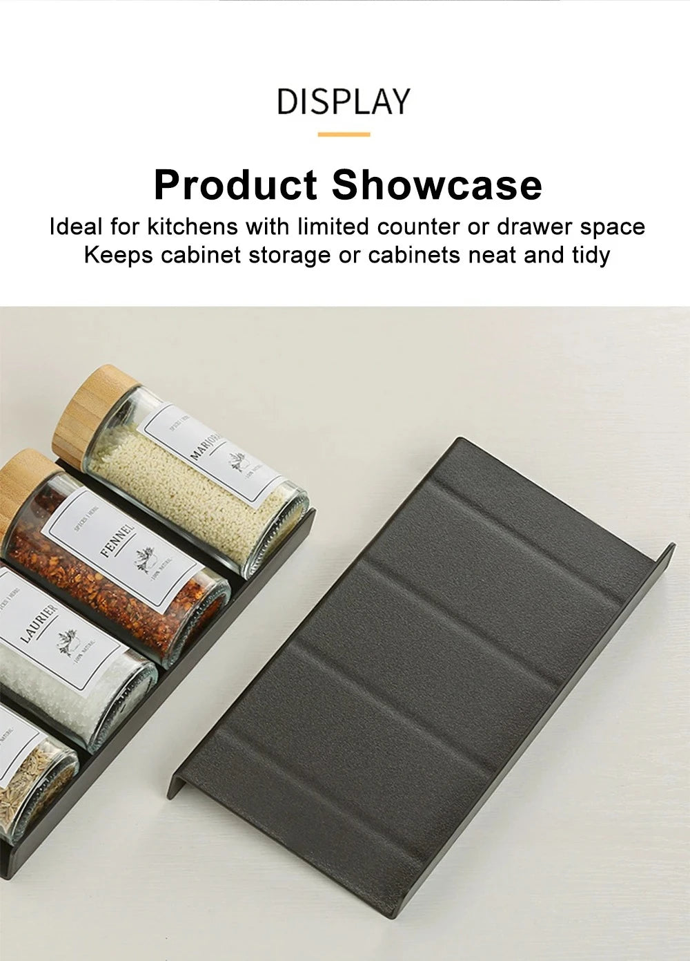 4 Layers Kitchen Spice Drawer Organizer Adjustable Spice Rack for Spice Jars Seasoning Bottles Cabinet Pantry Kitchen Organizer