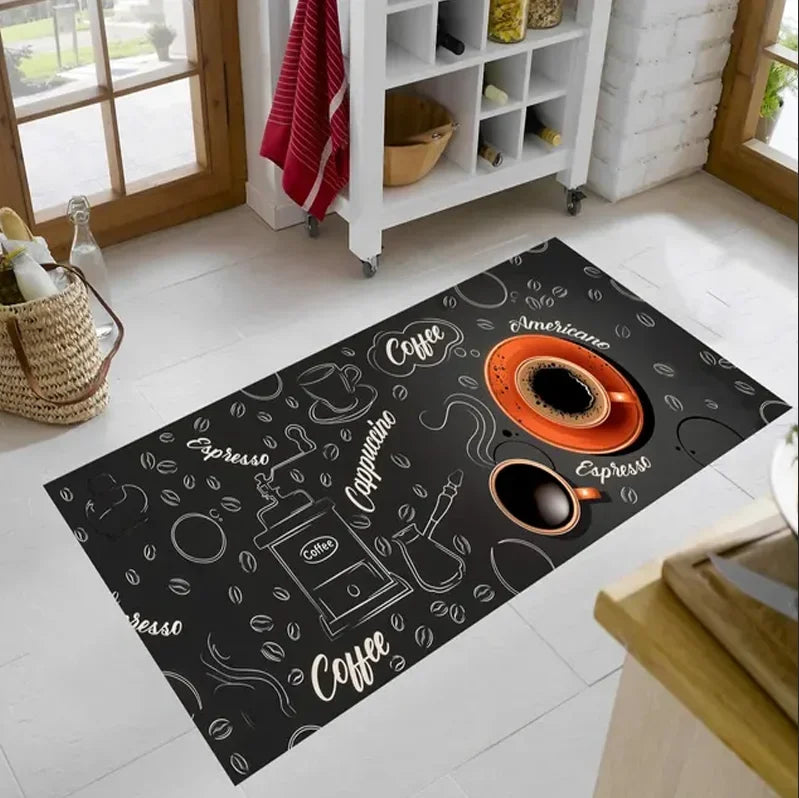 Coffee Time Kitchen Rug Brown Modern Runner Non Slip Kitchen Rug Kitchen Rug Kitchen Runner Rug Coffee Pattern Rug Brown Rugs