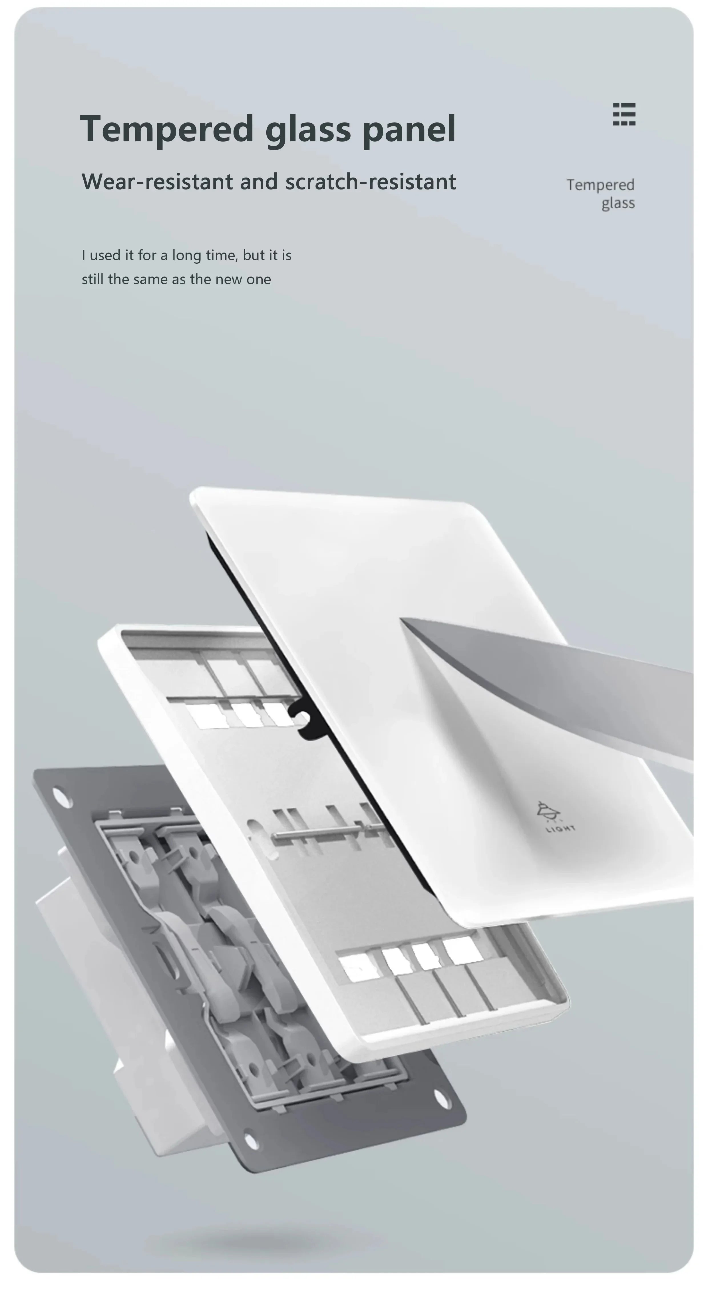 86 Type White Universal Wall Light Switch Tempered Glass EU Korea electrical Switch 220V 1/2/3/4 Gang 1/2 Way button Wall Panel