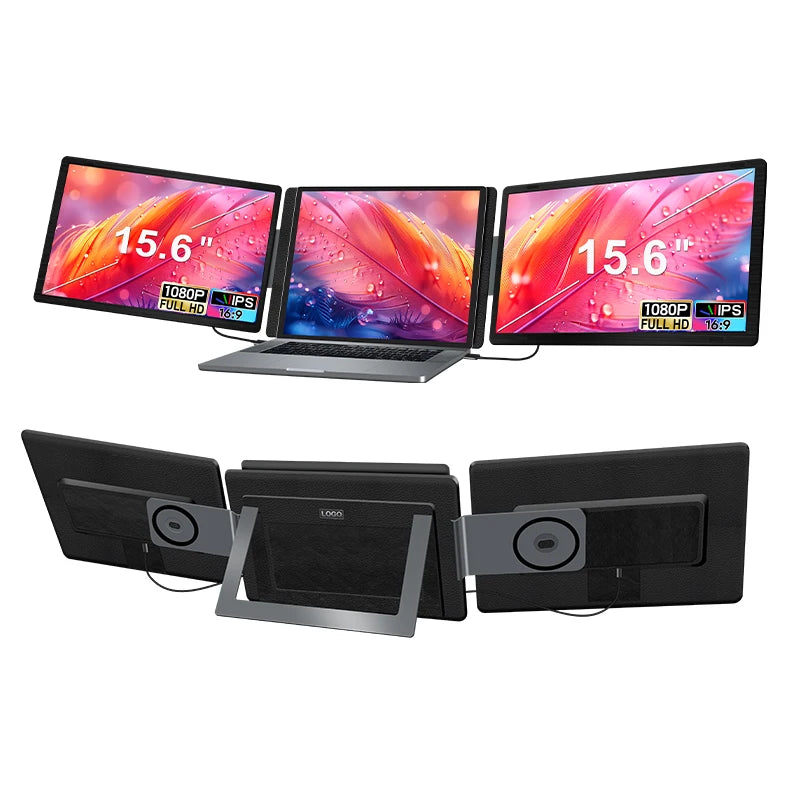 USB C Plug and Play Double LCD Screen Laptop Portable Monitor With FHD 1080P Display for 15.6 to 17.3 Inch Laptops