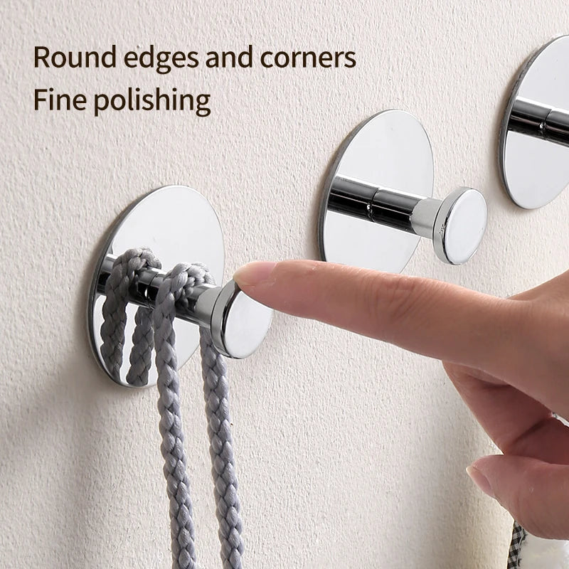 Towel Hooks Extra Sticky Stainless Wall Coat Racks Rustproof Hook Holder Wall Mount Punch-free Hanger for Kitchen Bathroom Home