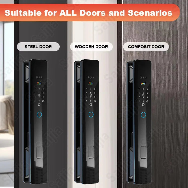 3D Face Fingerprint Recognition Digital Lock Waterproof WiFi Smart App-controlled Keyless Door Aluminum Alloy Electronic Door
