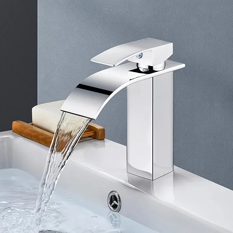 Washbasin Hot and Cold Faucet,Water Saving Design Suitable for Most Sinking Faucets Tube Black Waterfall Household Bathroom