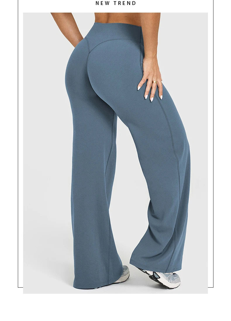 Straight Leg Yoga Pants Soft Butter Fabric Women Clothes Middle Waist Gym Pants Leggings Fitness Pilates Running Sports Trousers